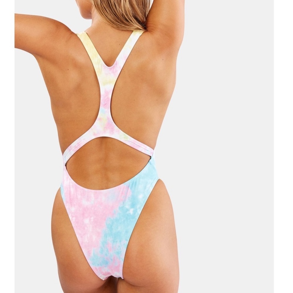 Anthro Solid & Striped Tie-Dyed One Piece Swimsuit - Picture 2 of 8